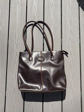 Vintage Liz Clayborn Classic Brown vegan Leather Tote Bag